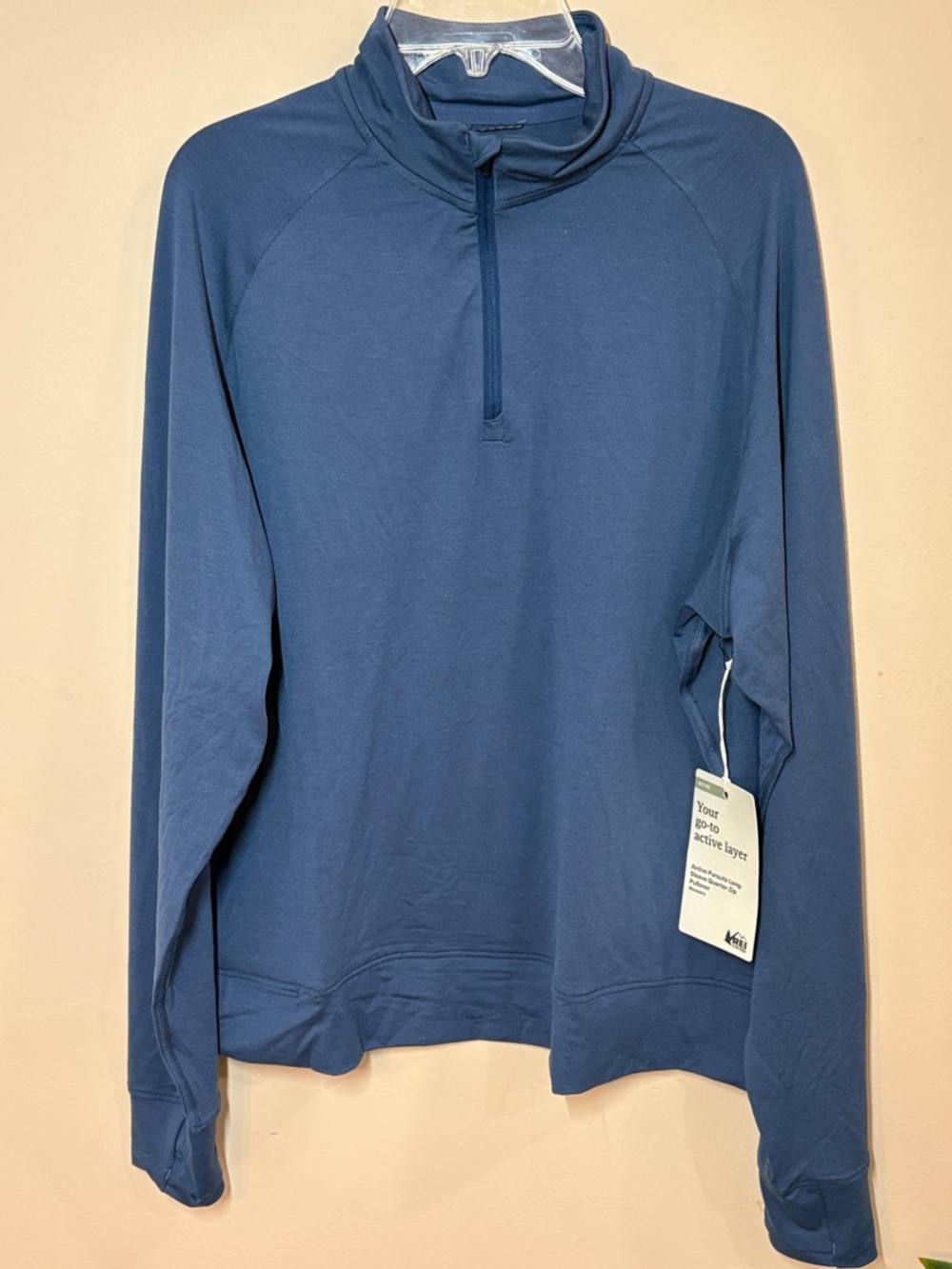REI Saragasso Sea Blue Quarter-Zip Performance Pullover, L